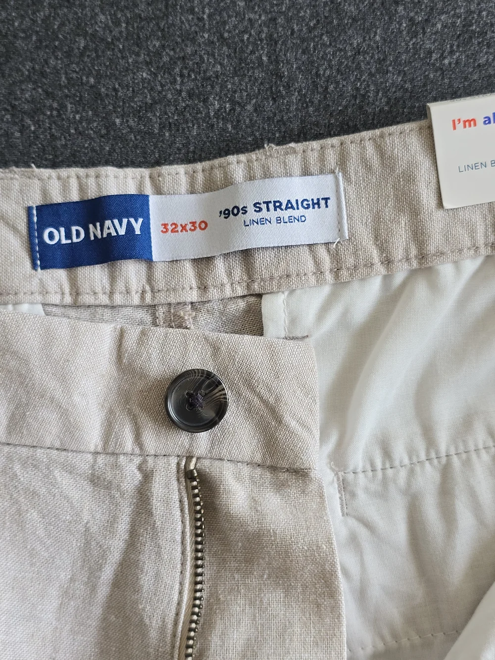 Old Navy 90s Straight Leg Linen Blend Chino Pants Men's Size 32 Beige